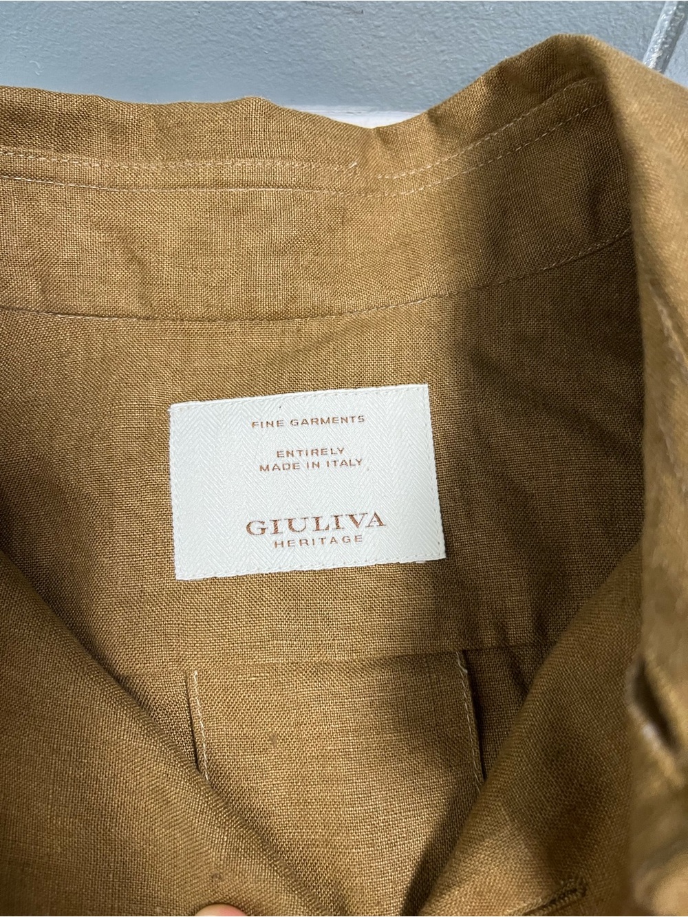 Giuliva Heritage John Linen Jacket Belted Safari Shirt Tobacco IT 48 Men’s M - Picture 5 of 7